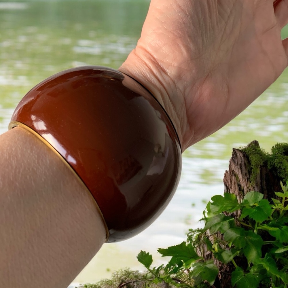 Large Chunky Brown Bangle Bracelet